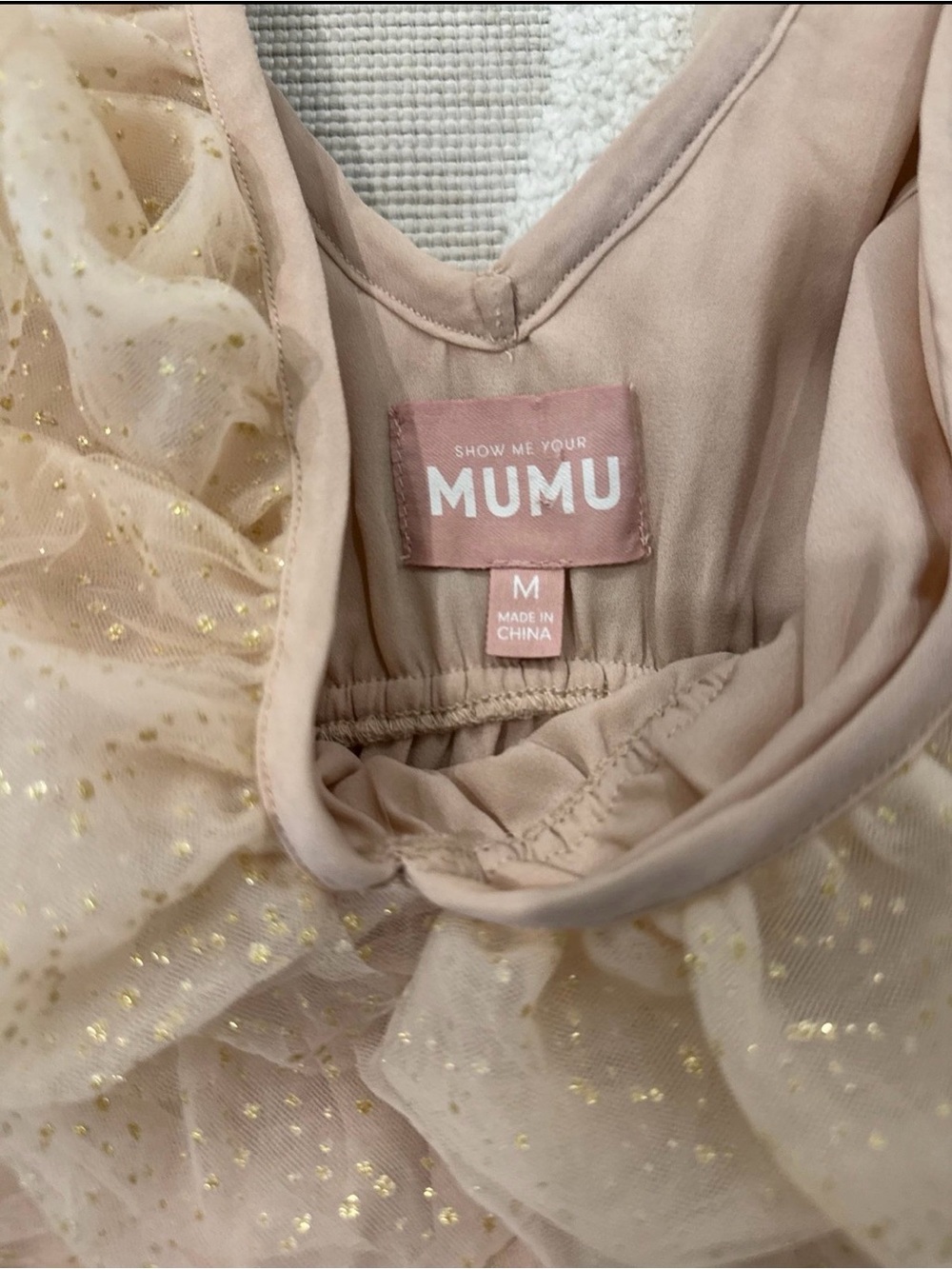 Show Me Your MuMu Champagne Sparkle Tiered Tulle Mini Dress - Picture 6 of 6